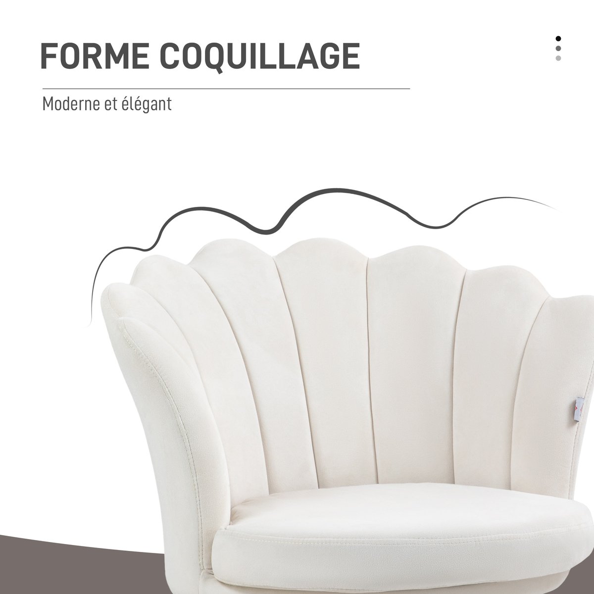 Accent Chair Velours 100 % polyester Crème crème, HOMCOM