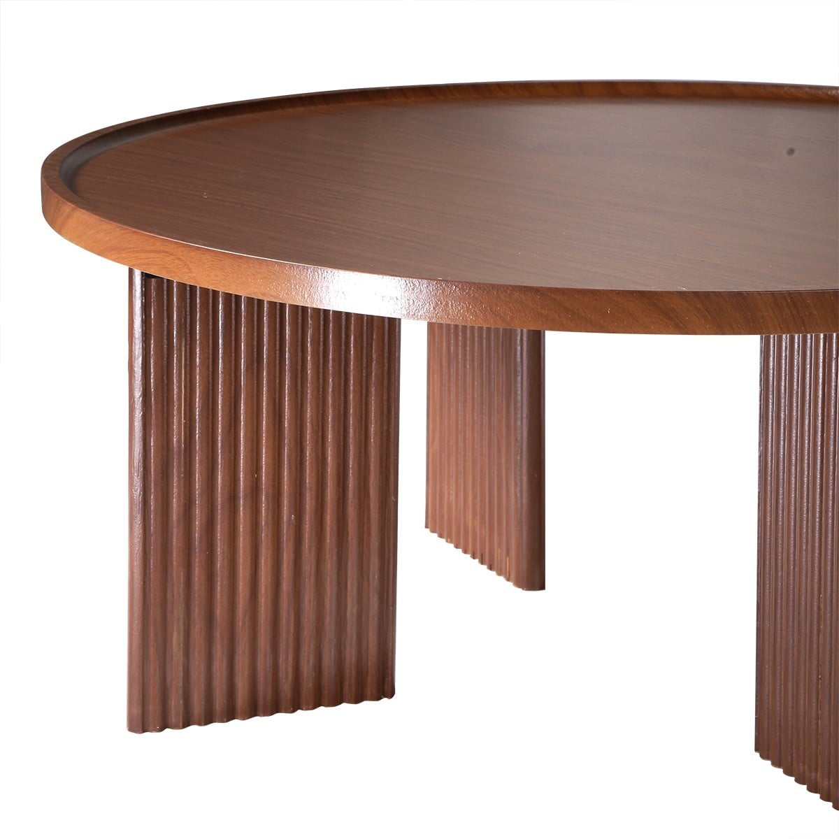Table basse ronde decor noyer NAIA bois foncé, CALICOSY