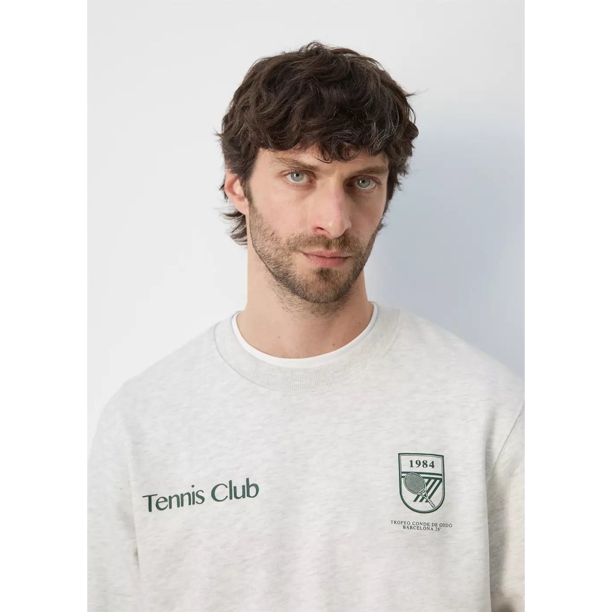 Sweat-shirt polo 100 % coton gris, MANGO MAN