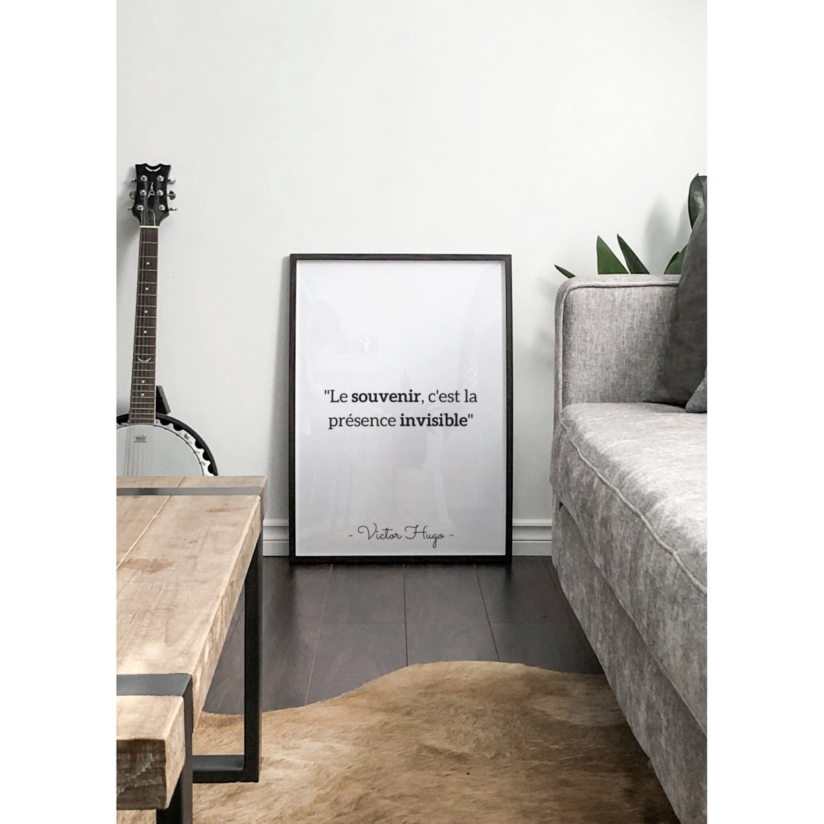 Affiche Victor Hugo 'Le souvenir...' blanc, L'AFFICHERIE