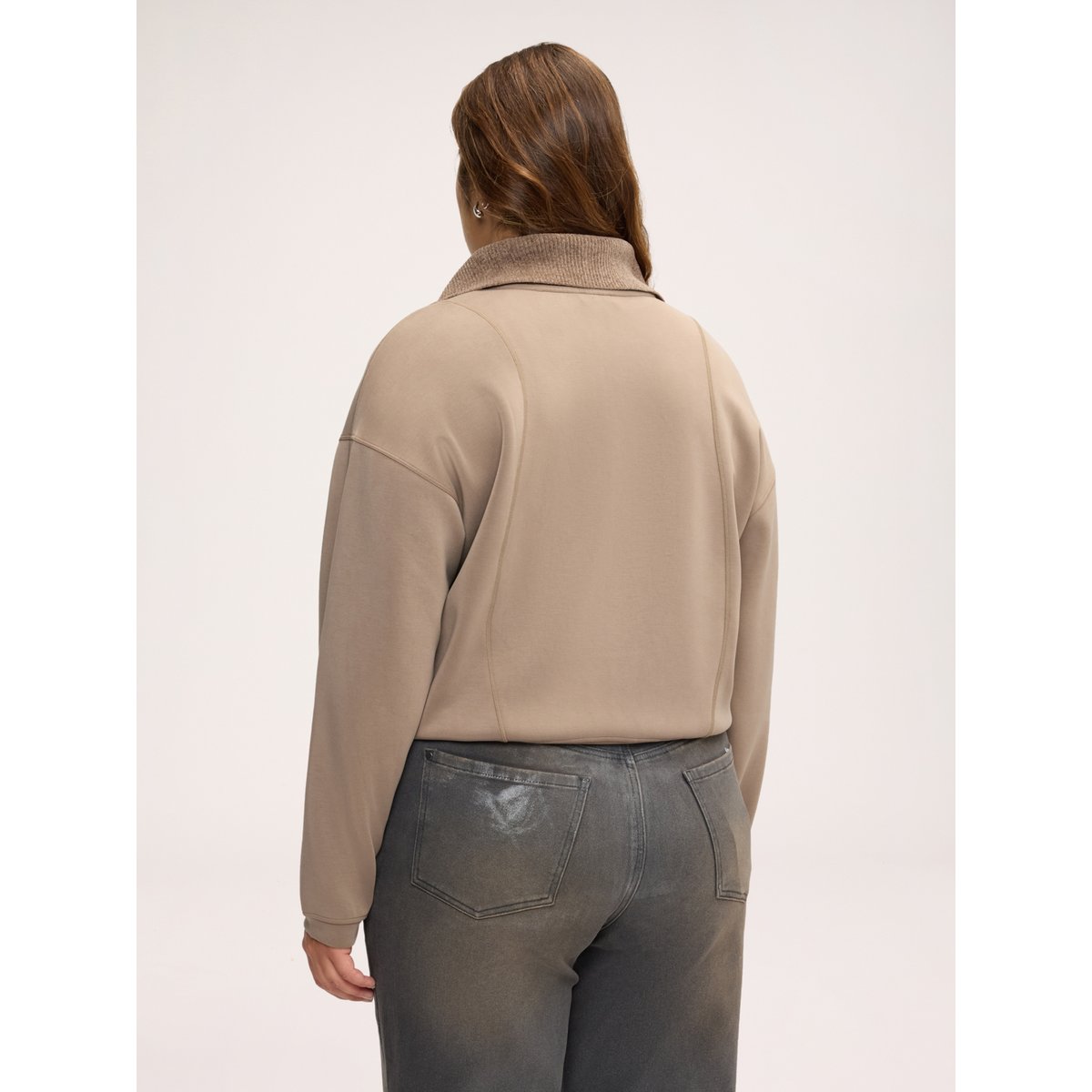 Sweat fermé avec col montant et fermeture zippée marron, FIORELLA RUBINO