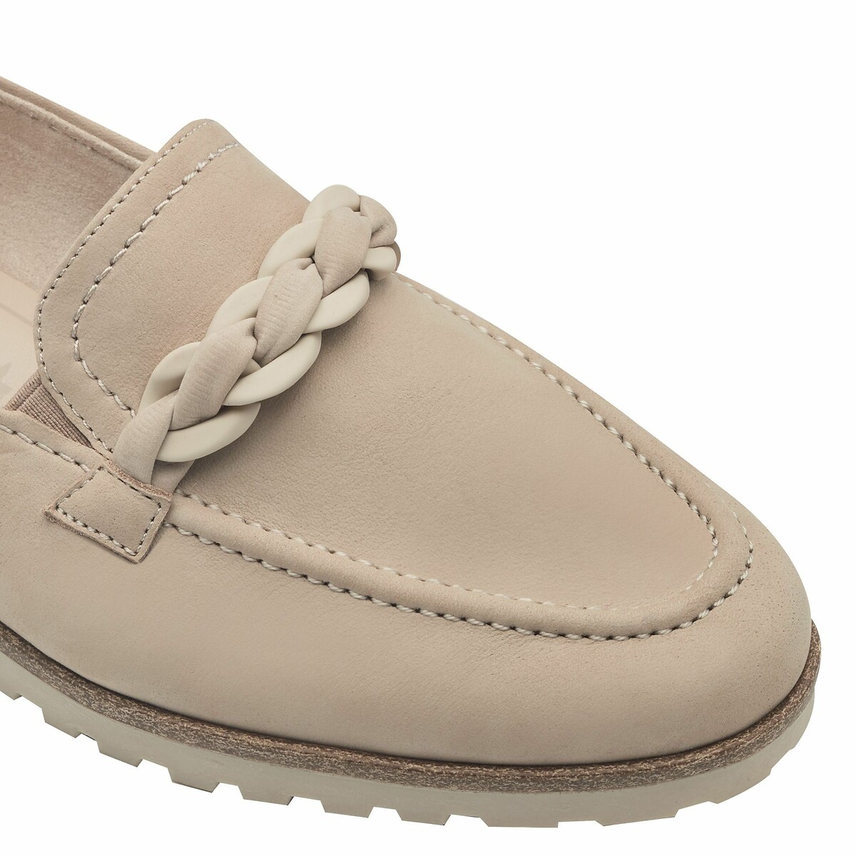 Mocassins en cuir taupe, TAMARIS