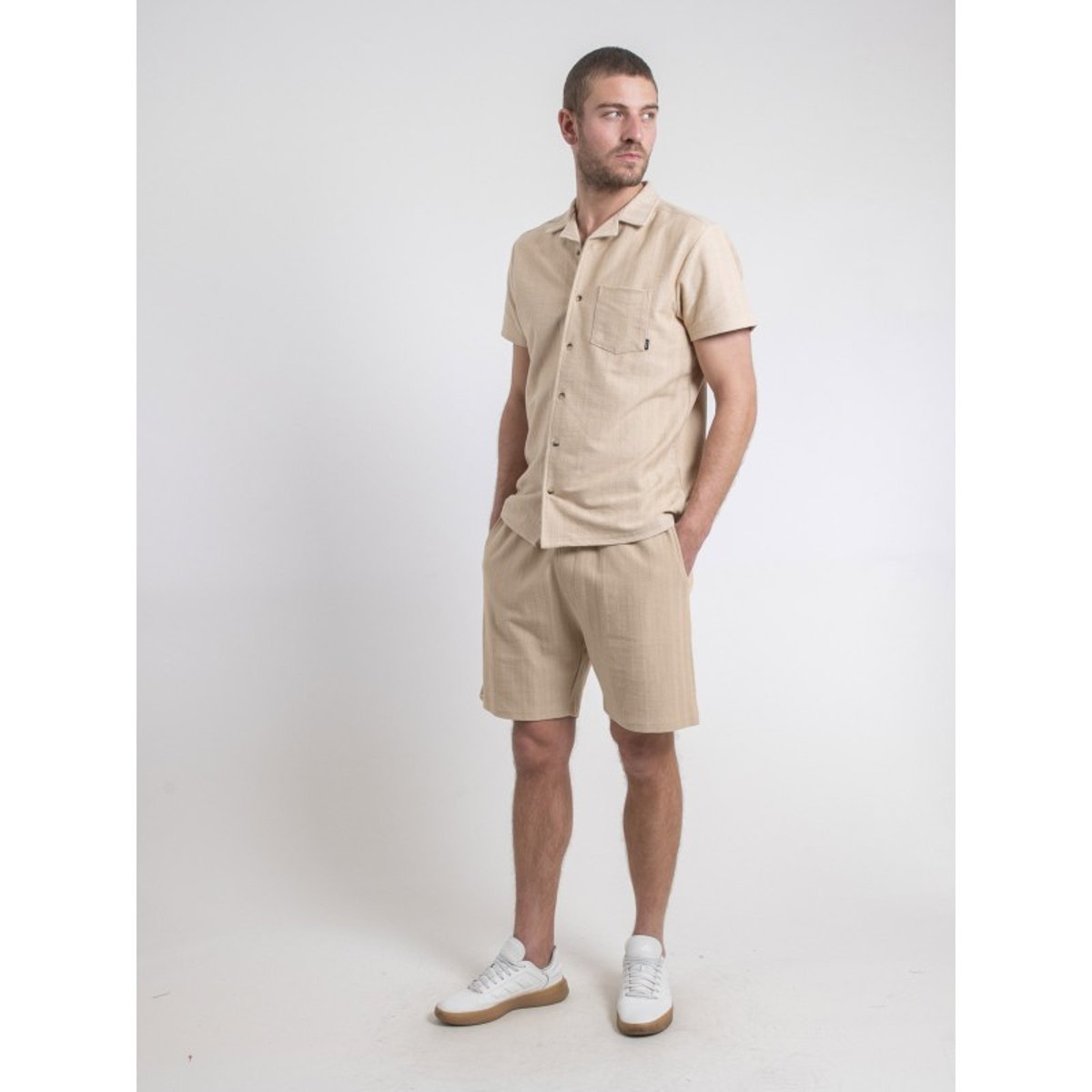 Chemise Manches Courtes Maille Coton Dojoparis beige, RITCHIE
