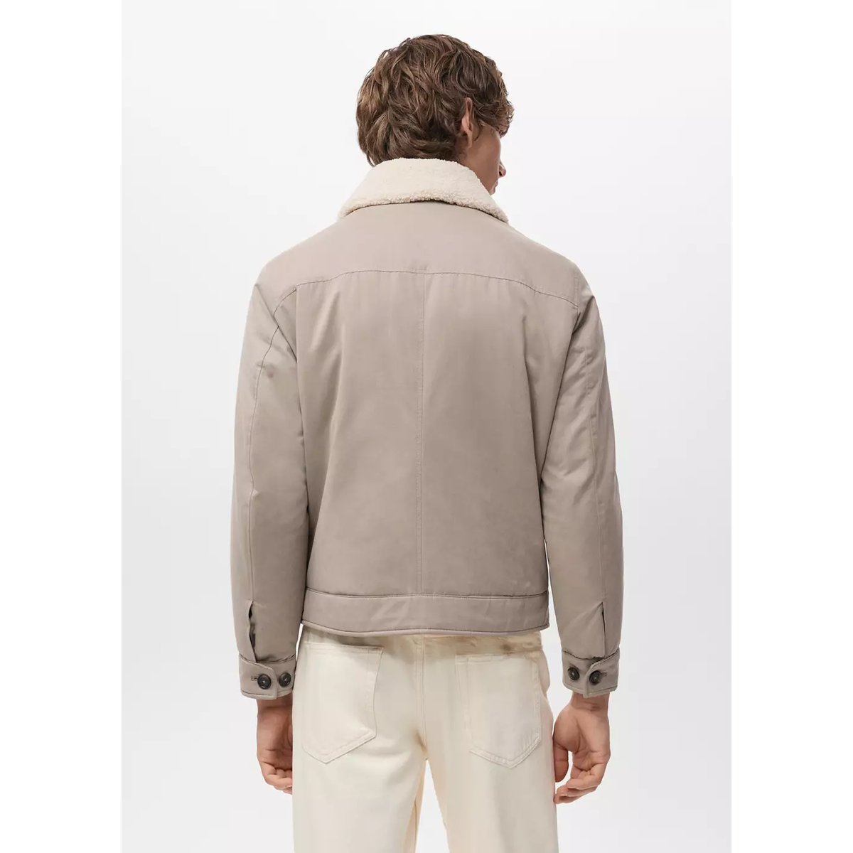Veste matelassée à col moutonné sable, MANGO MAN