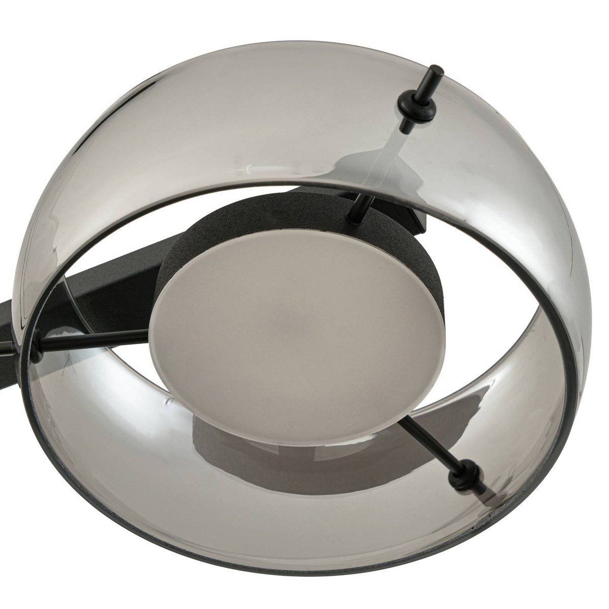 Suspension en verre moderneLED, Martis noir, gris fumé, LUCANDE