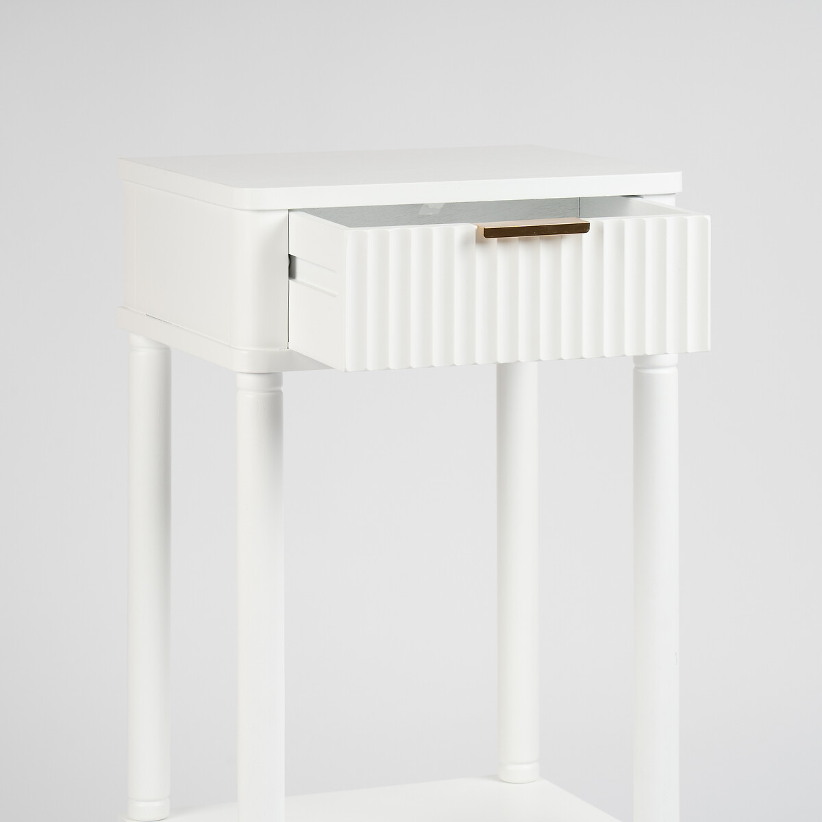 Olivine Side Table with Ribbed Drawer white, SO'HOME