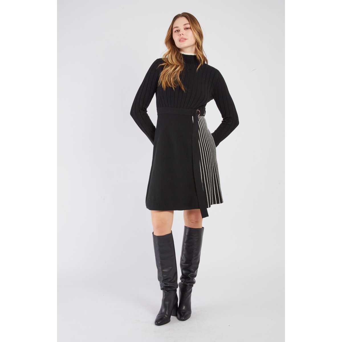 Robe courte en maille CASSANDRE noir, DERHY