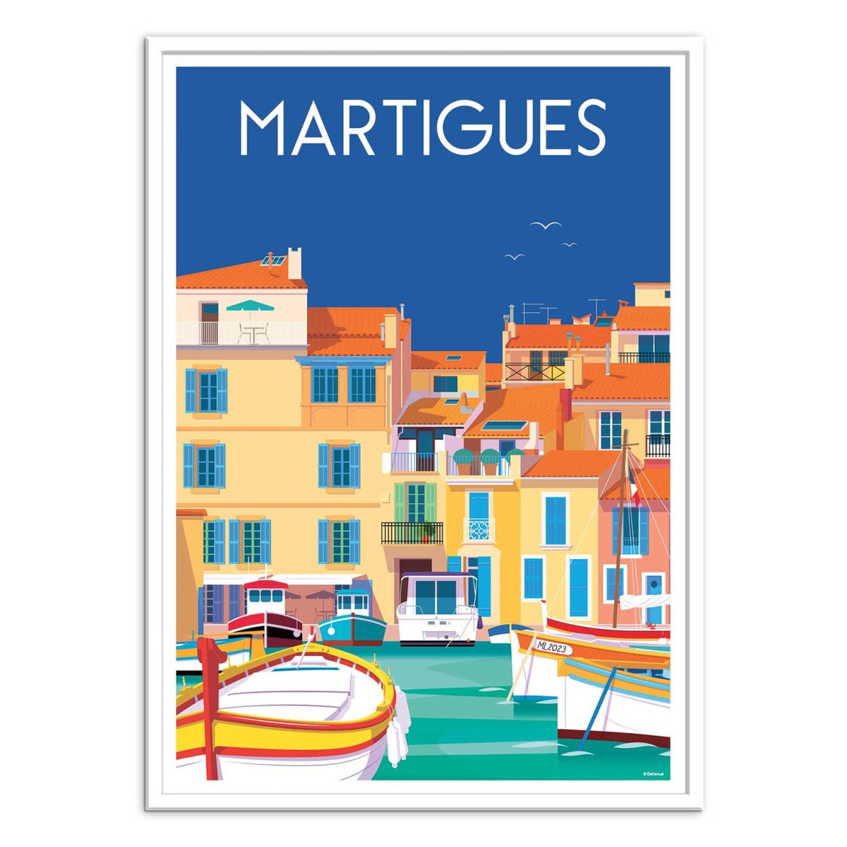 Affiche d'art - Martigues - Raphael Delerue bleu, WALL EDITIONS