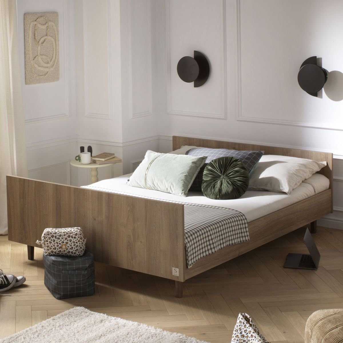 Cadre de lit 140x190 marron, SAUTHON