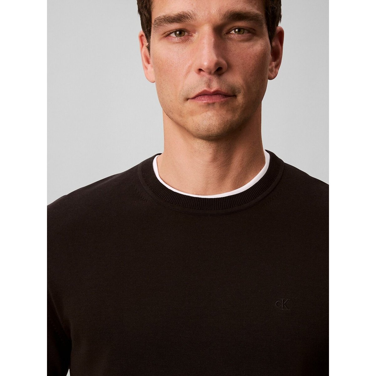 Crew Neck Jumper in Fine Knit black, CALVIN KLEIN
