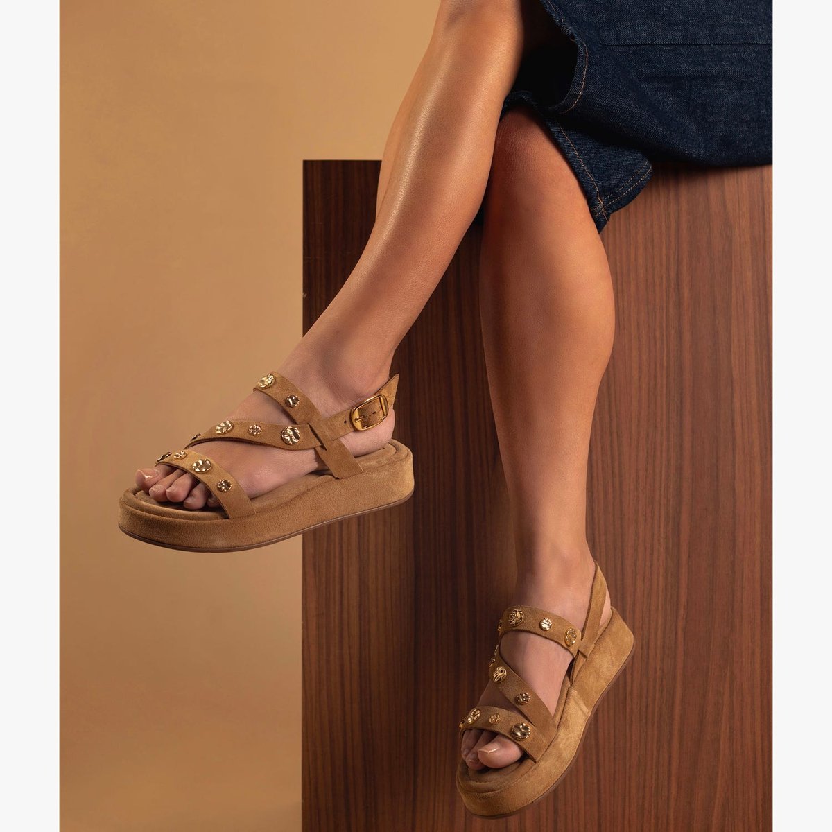 Sandale Plate en cuir NADINE beige, BOCAGE