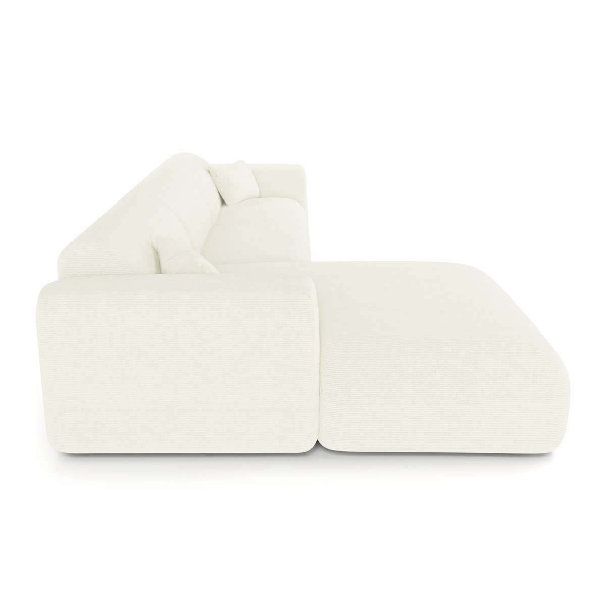 Canapé angle gauche convertible 5 places en velours côtelé MYRA crème, SIA HOME