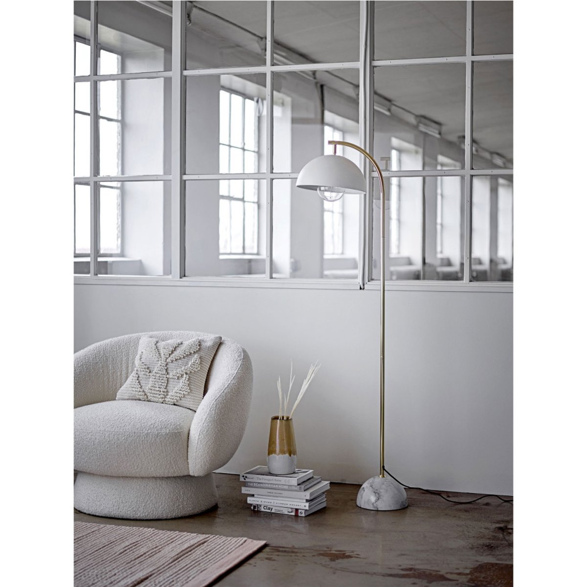 Fauteuil lounge en tissu bouclette  - TED blanc ivoire, BLOOMINGVILLE