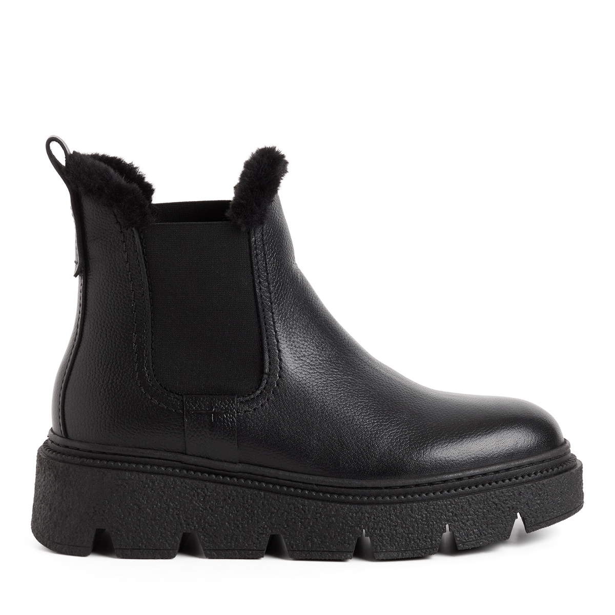 Bottine en cuir noir cuir, TAMARIS