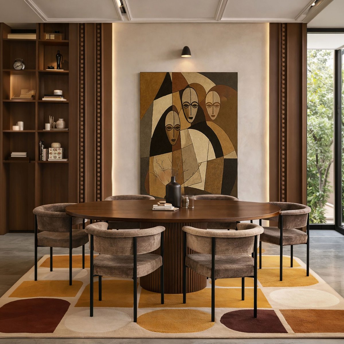 Lot de 2 fauteuils de table pied métal et tissu, COLETTE coffee, NOW'S HOME