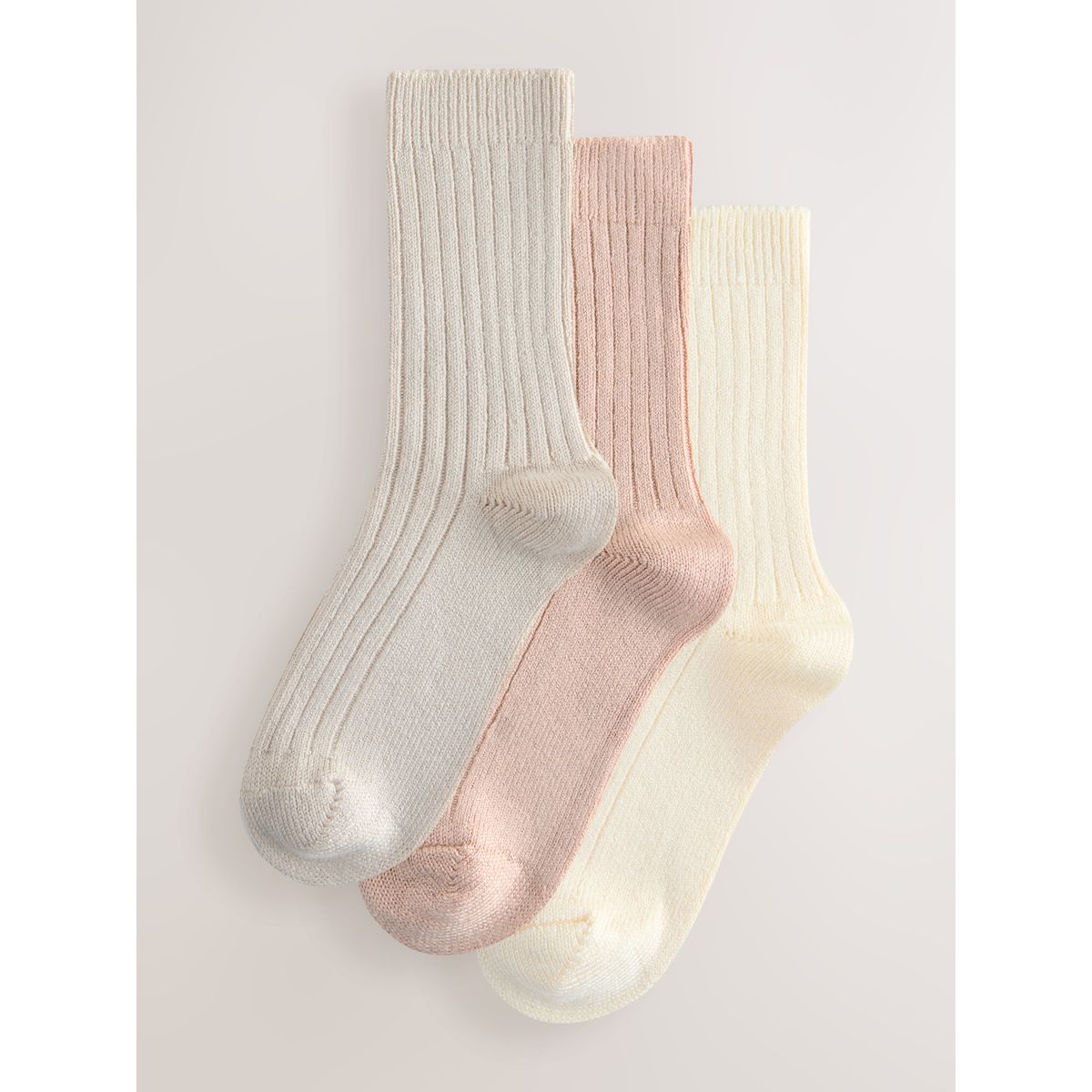 Socquettes côtelées et chaudes, 3 paires naturel, NEXT