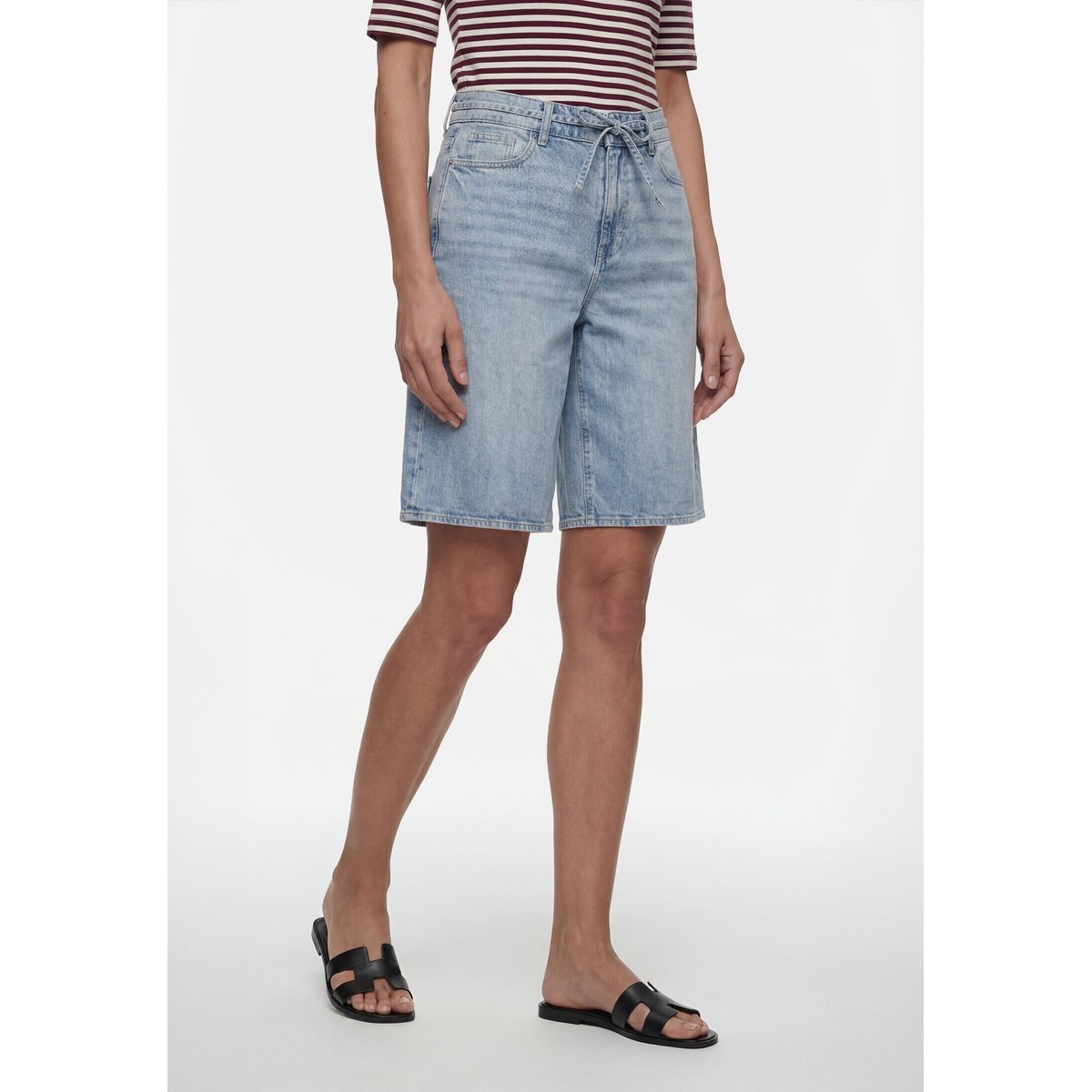 Jeansshorts à ceinture light blue denim, ZERO