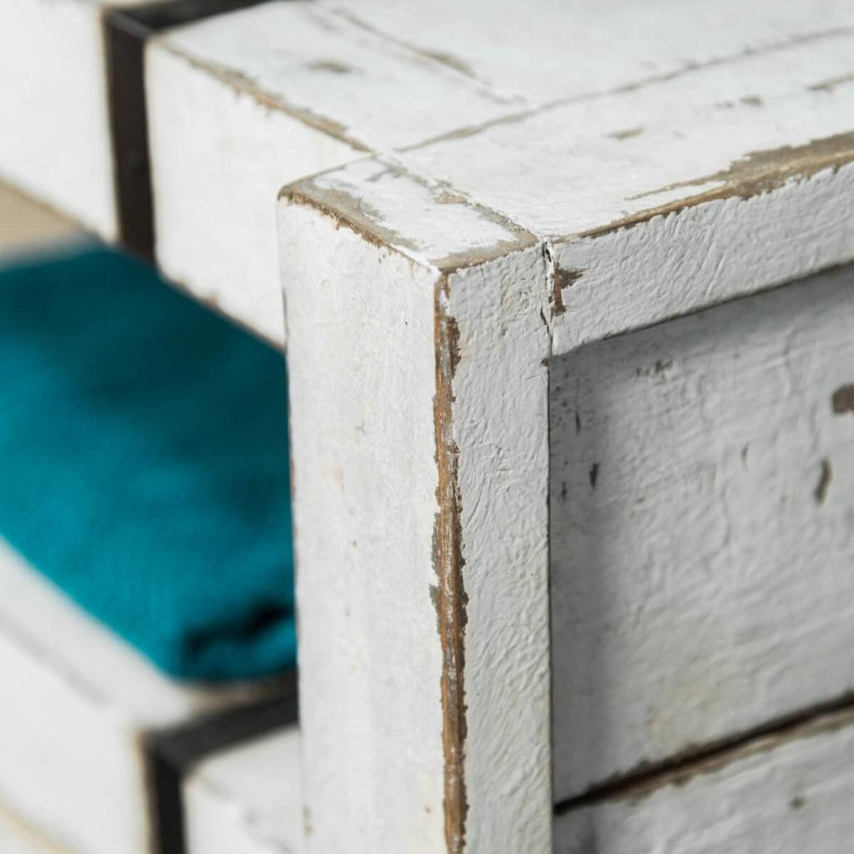 Meuble mindi et métal rectangle double sous vasque 160 LOFT blanc, WANDA COLLECTION