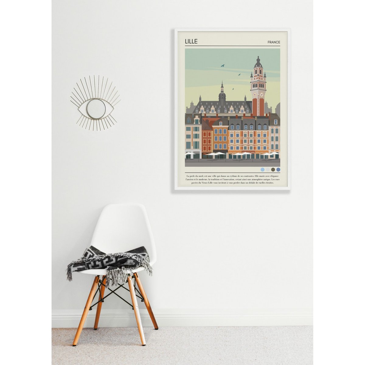 Affiche ville Lille Vintage blanc, L'AFFICHERIE