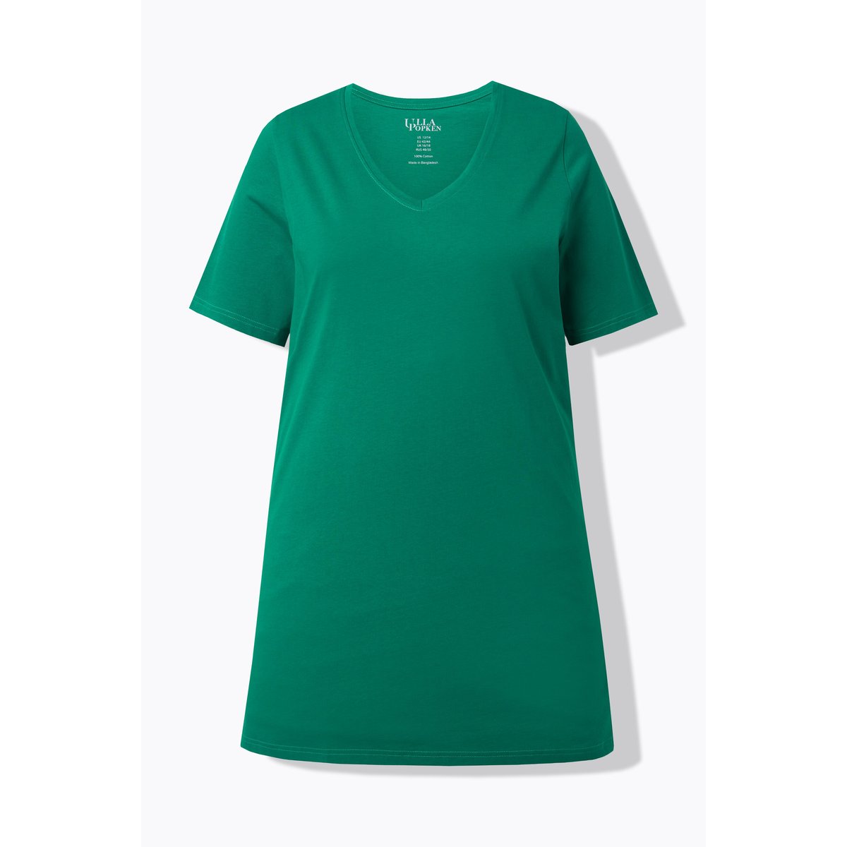 T-shirt long. Manches courtes et vert émeraude, ULLA POPKEN