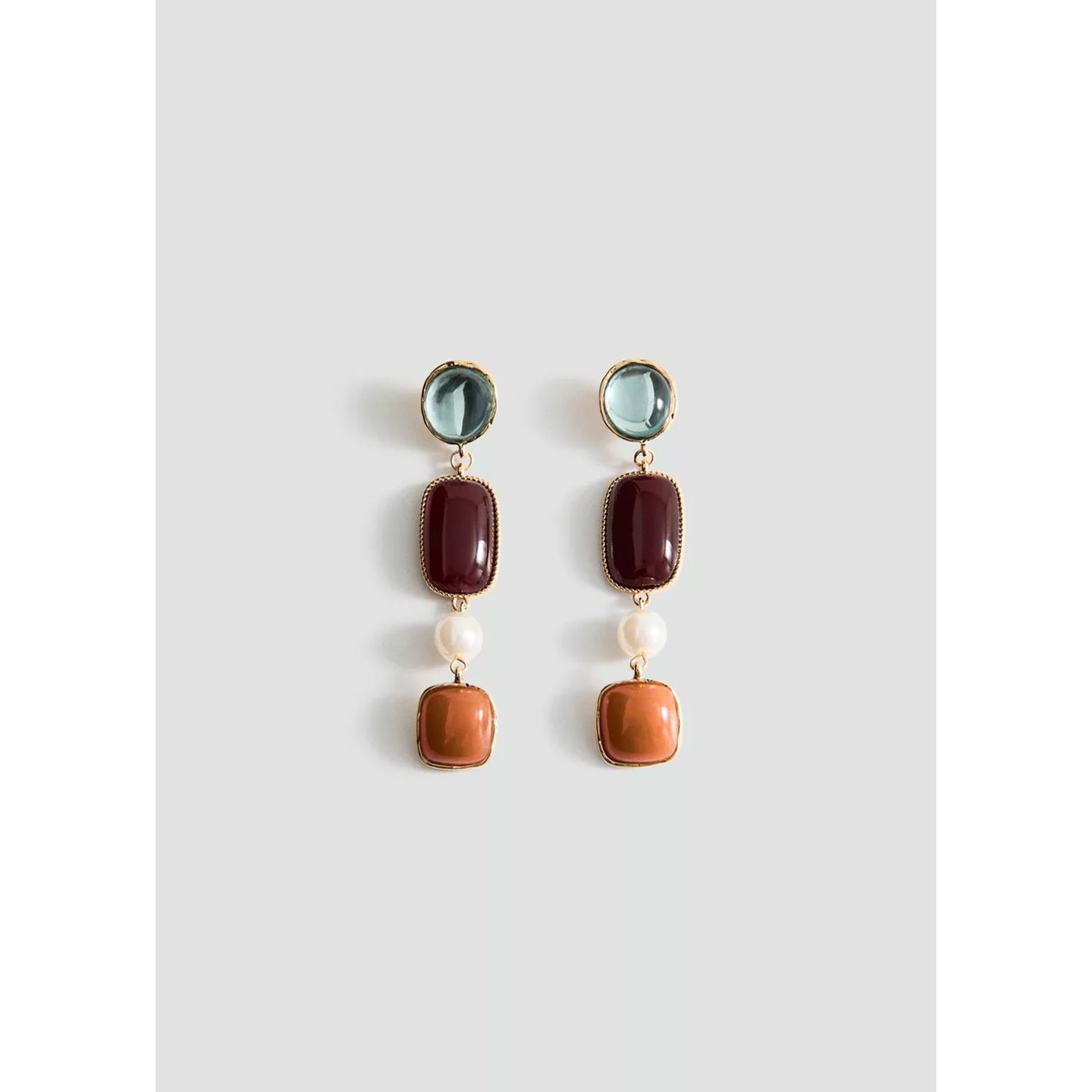 Boucles d'oreilles pendantes combinées or, MANGO
