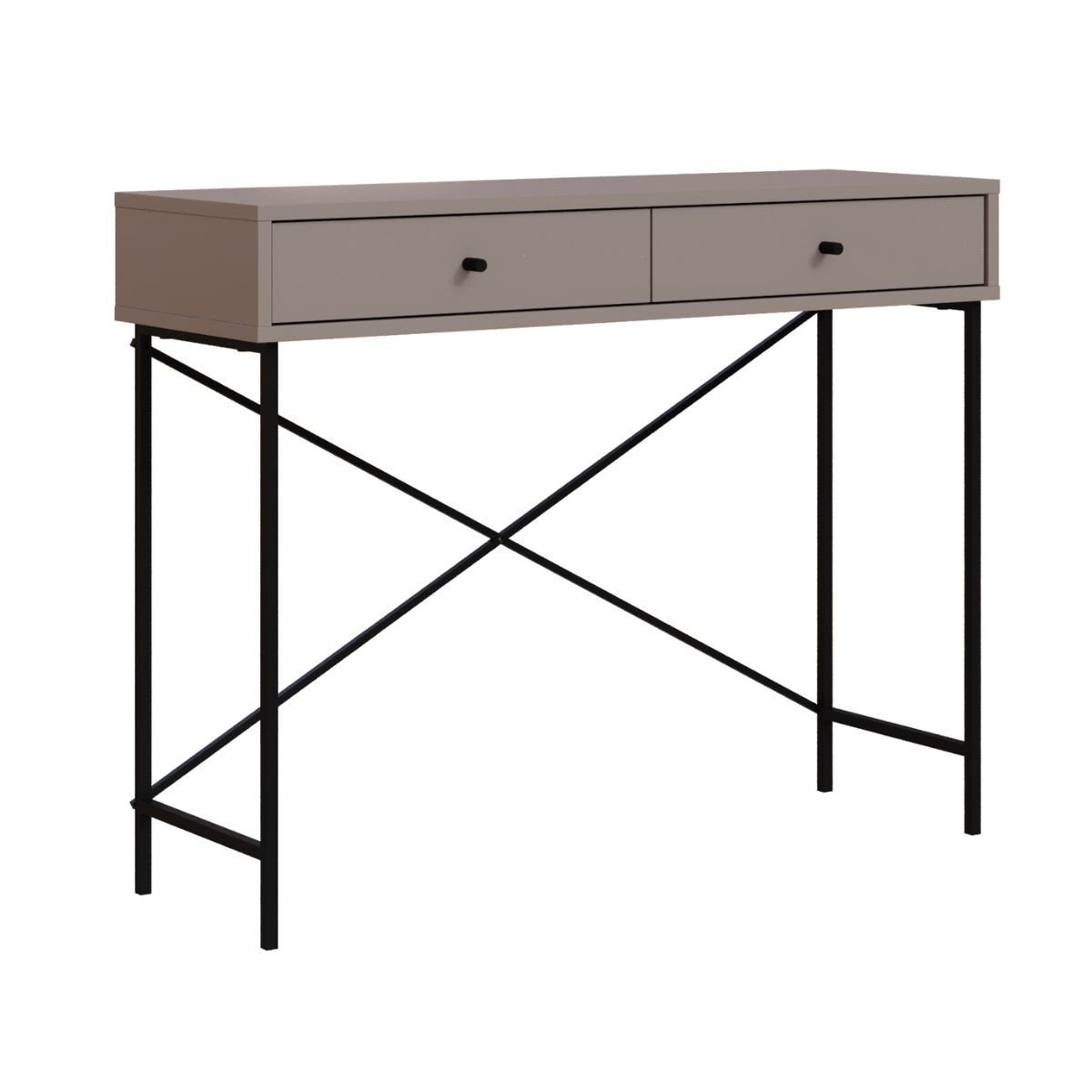 Console 2 Tiroirs Couleur moka et Pieds en Métal L110 cm - Titan marron, CALICOSY