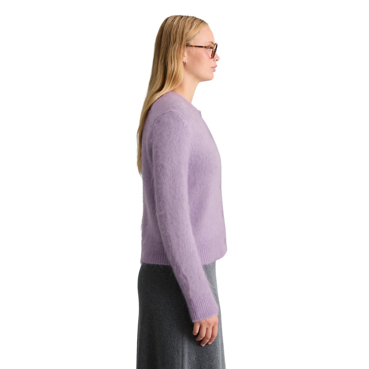 Cardigan douillet, coupe classique en mélange de mohair et de laine vierge violet, MARC O’POLO DENIM