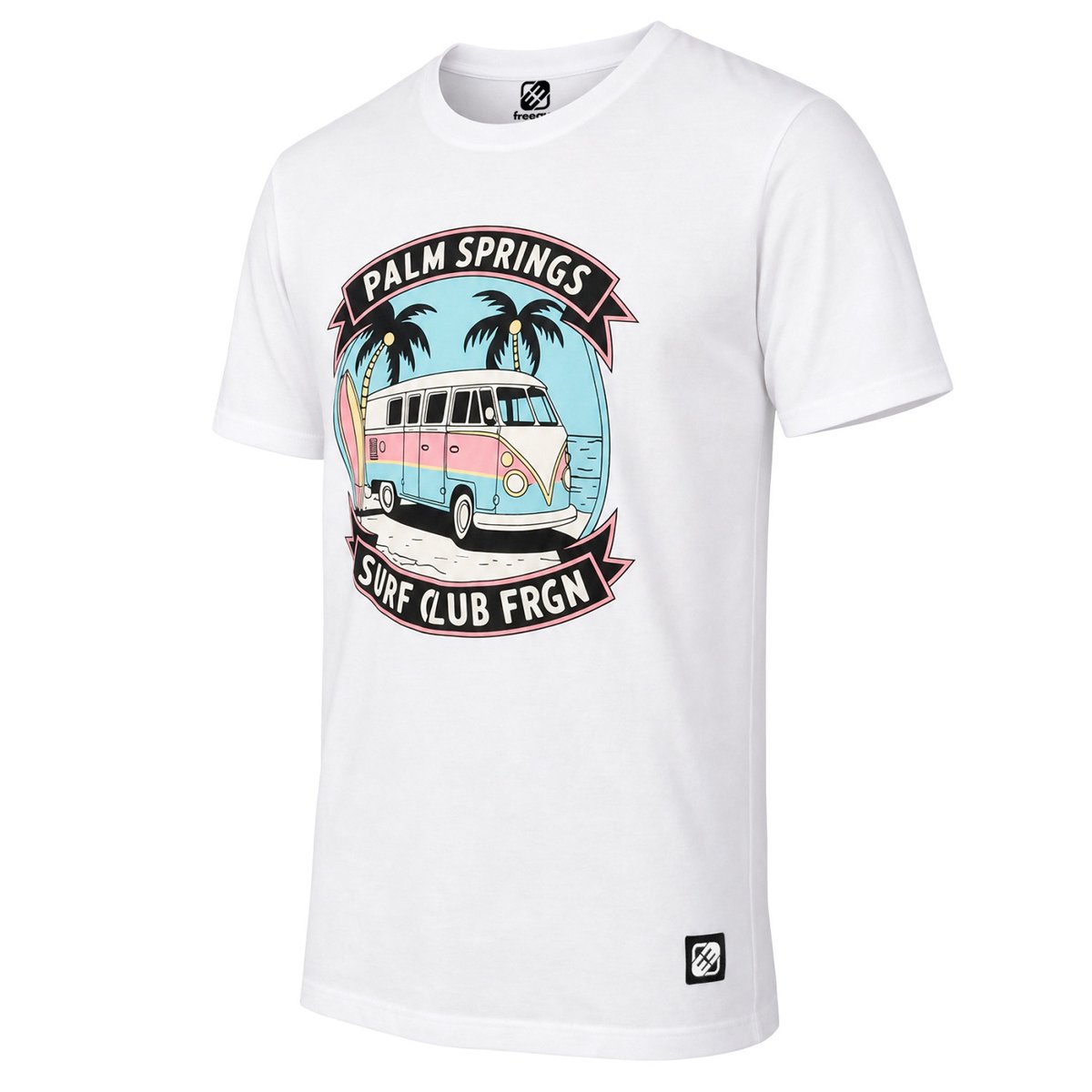 Tee Shirt en coton Van blanc/bleu/rose/jaune/noir, FREEGUN
