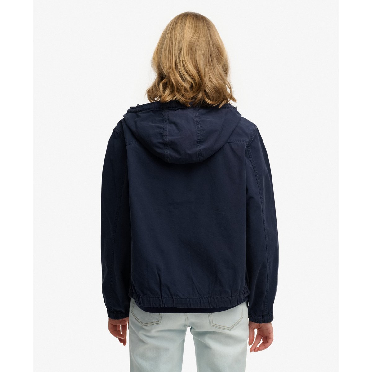Veste à capuche en twill lavé bleu marine profond, SUPERDRY
