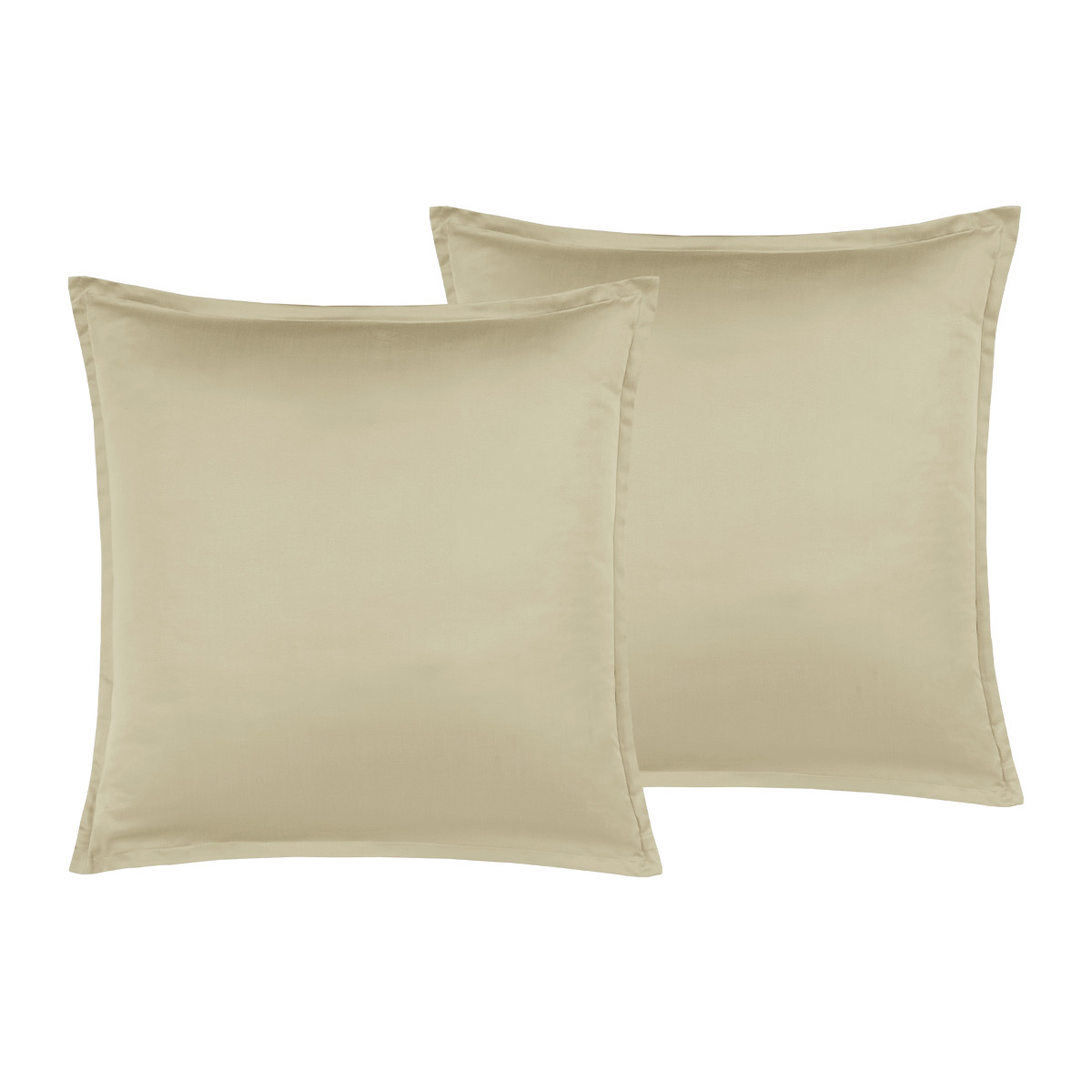 Lot de 2 taies d'oreiller en satin de coton/tencel 200 fils OPERA sable, SENSEI MAISON