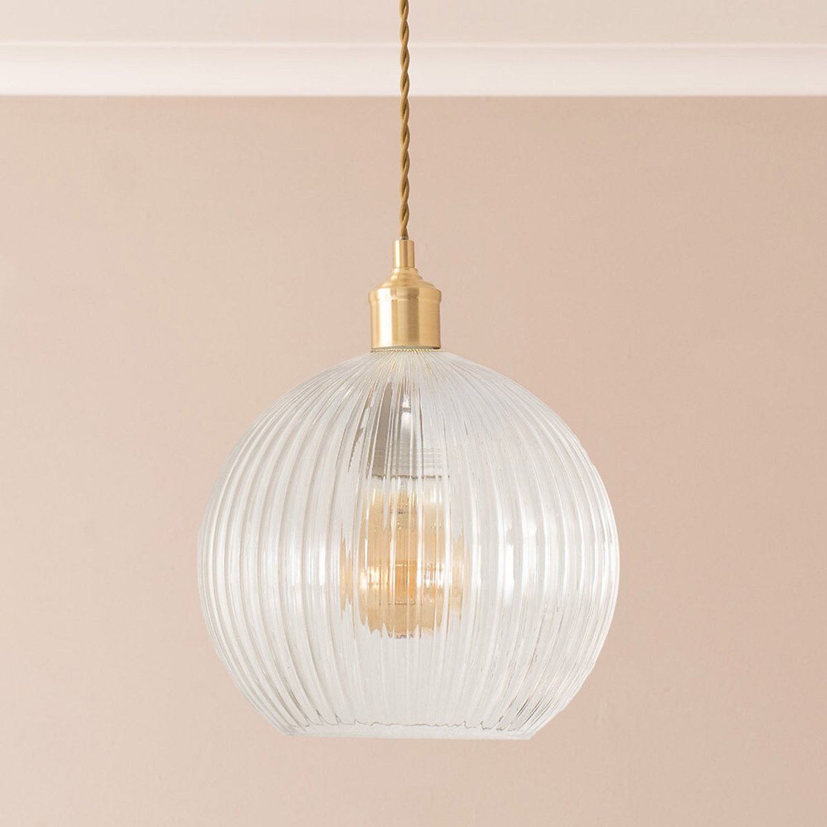Maddy Ribbed Glass Easy Fit Pendant Shade transparent, ÉDITÉ