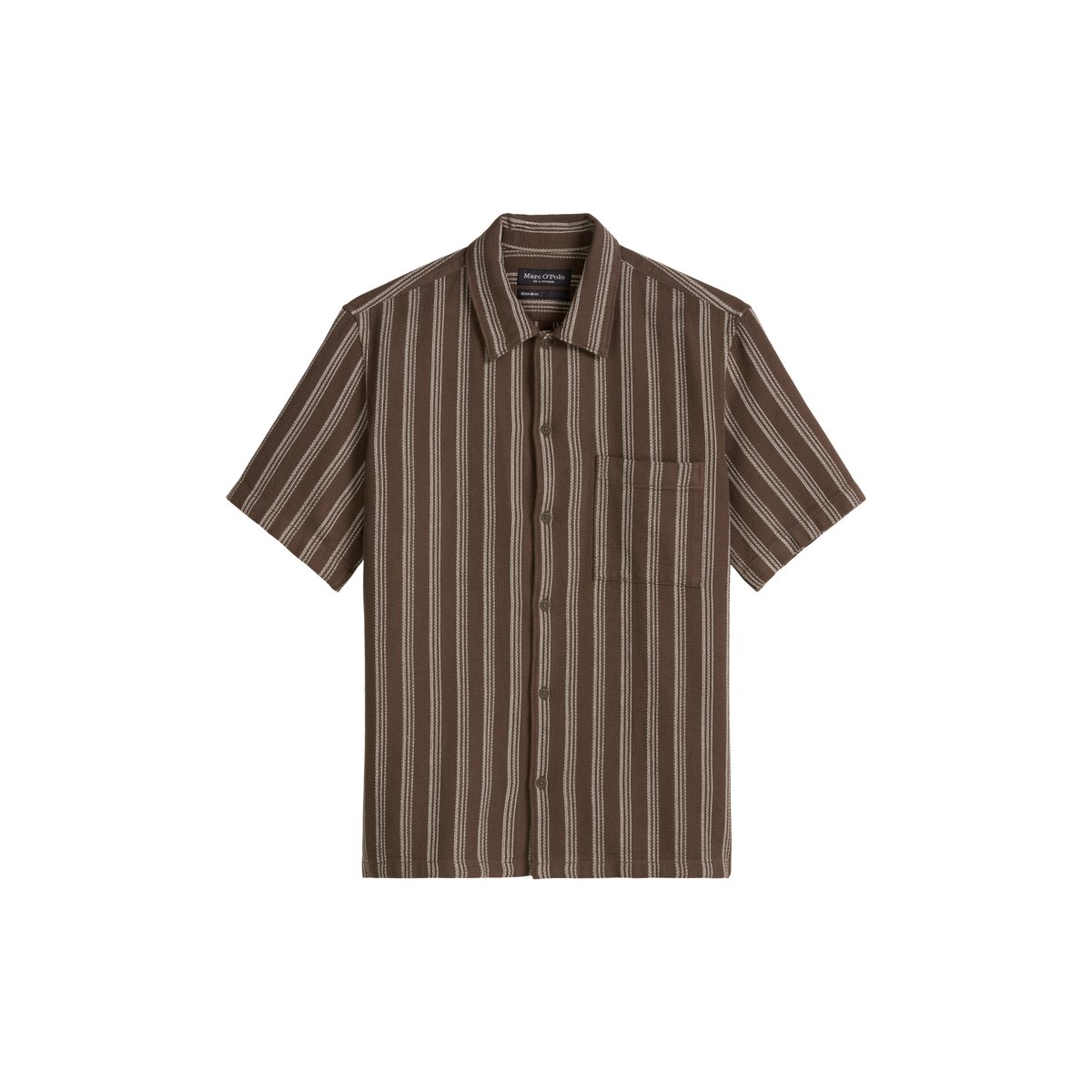 Chemise à manches courtes regular en coton biologique en Leno-Weave marron clair, MARC O'POLO