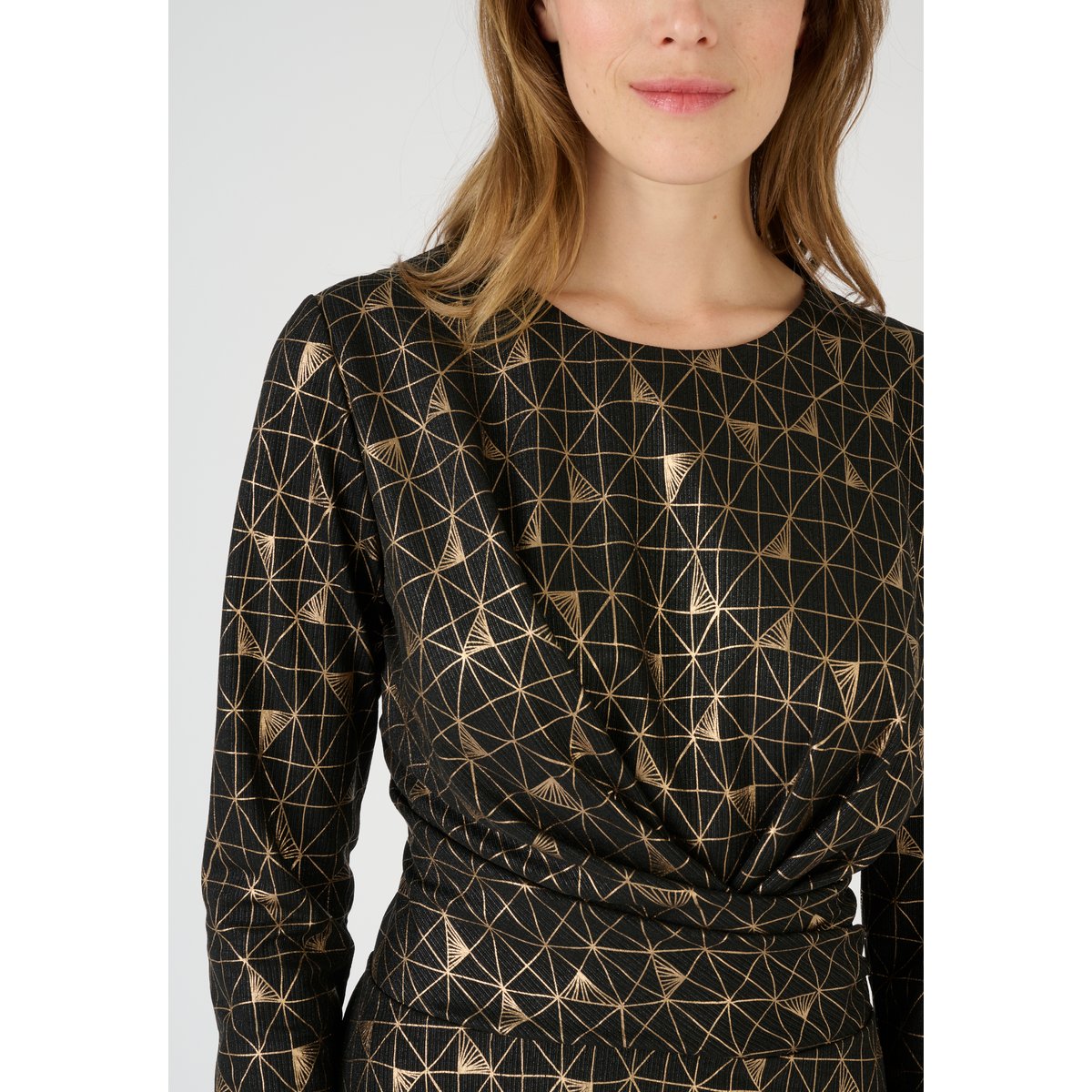 Robe imprimée en maille fantaisie noir graphique, DAMART