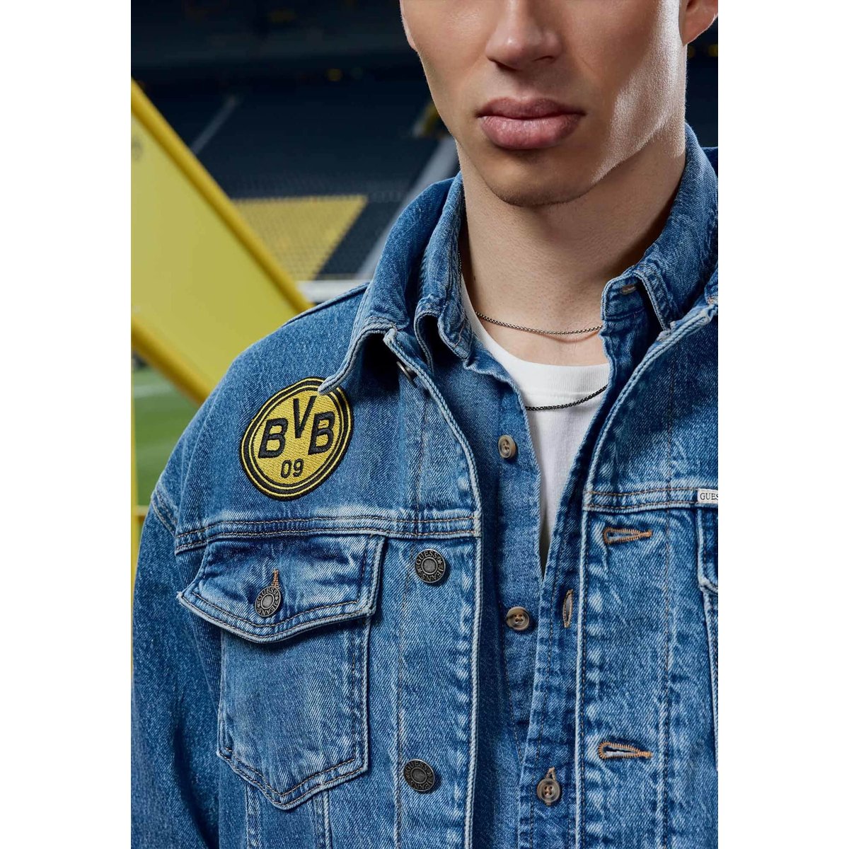 Veste En Denim Gj X Bvb bleu, GUESS JEANS