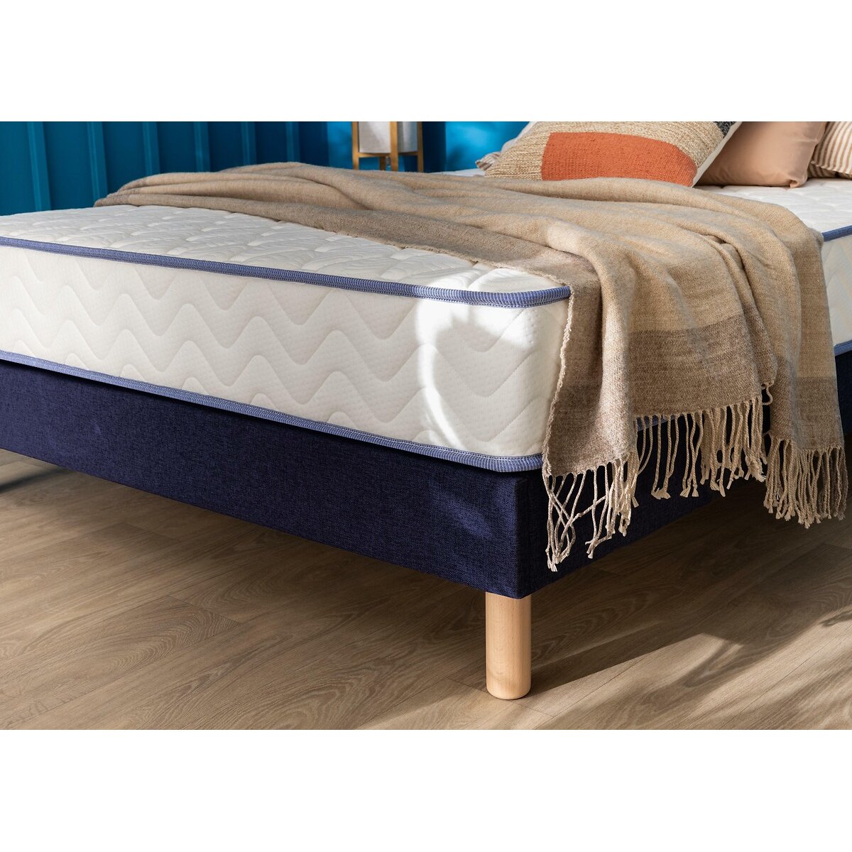 Set materasso arrotolato e rete kit Keep Smiling bianco/blu notte , MERINOS