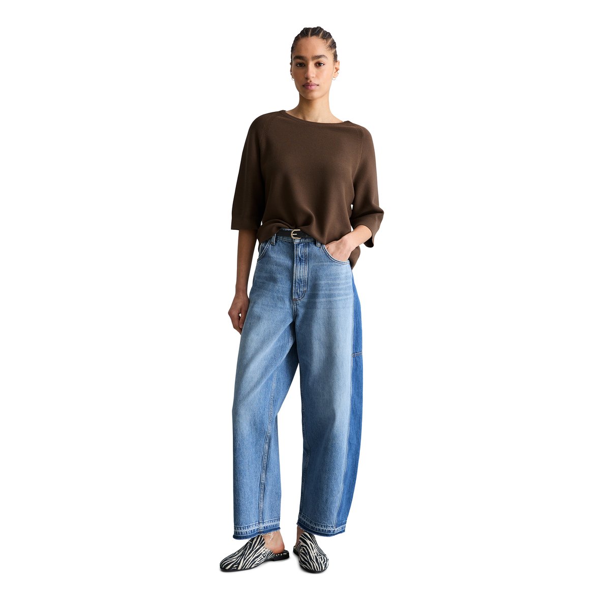 Pull ample en fil de coton compact brun foncé, MARC O’POLO DENIM