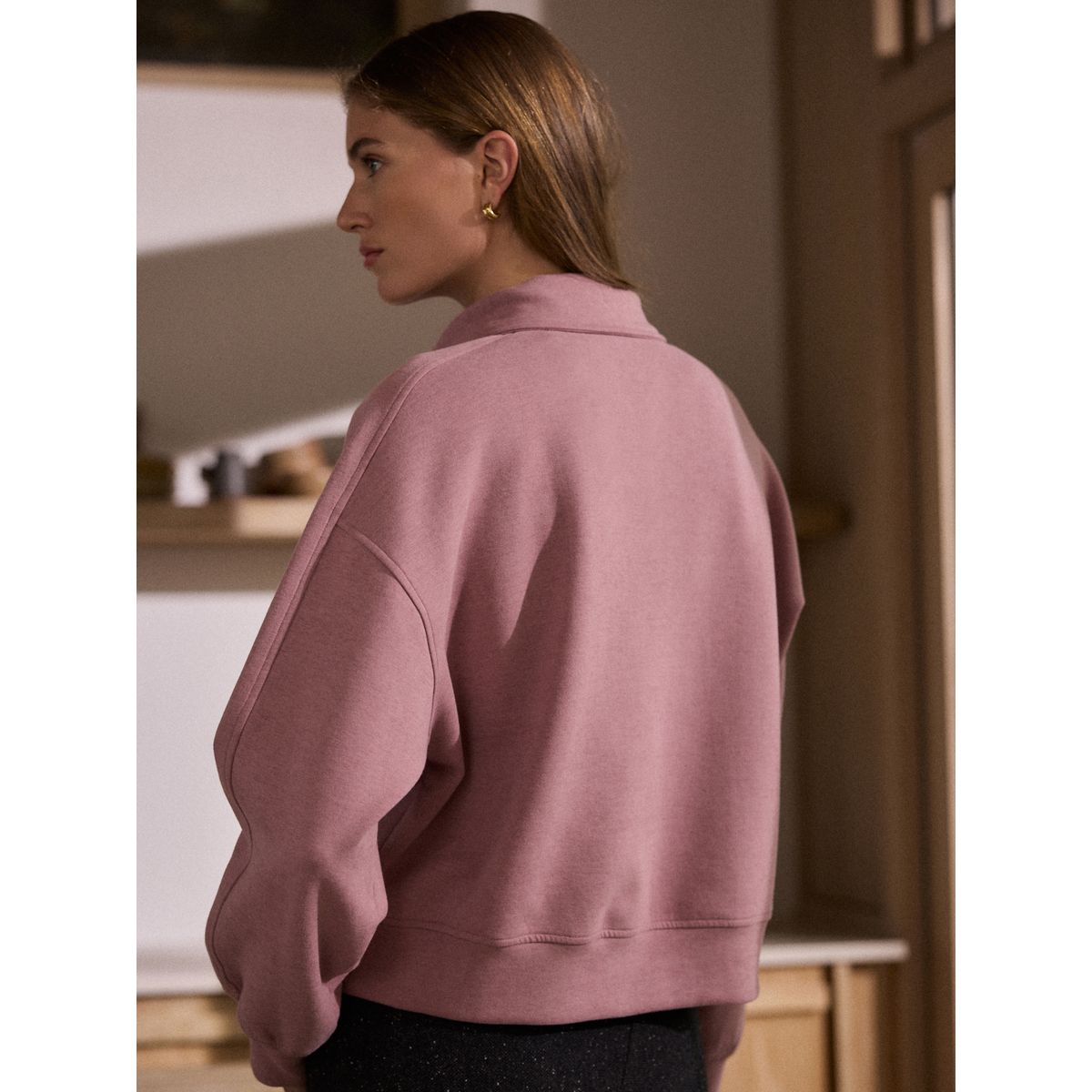 Sweat à col zippé n. premium mauve/rose, NEXT