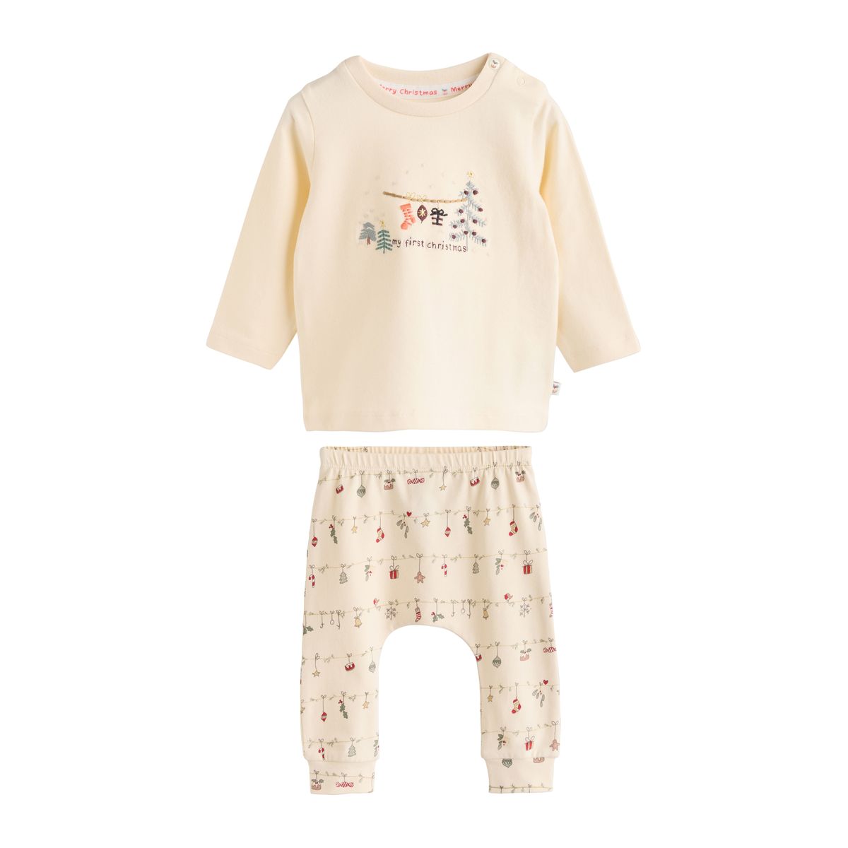 T-shirt de noël et legging bébé crème, NEXT