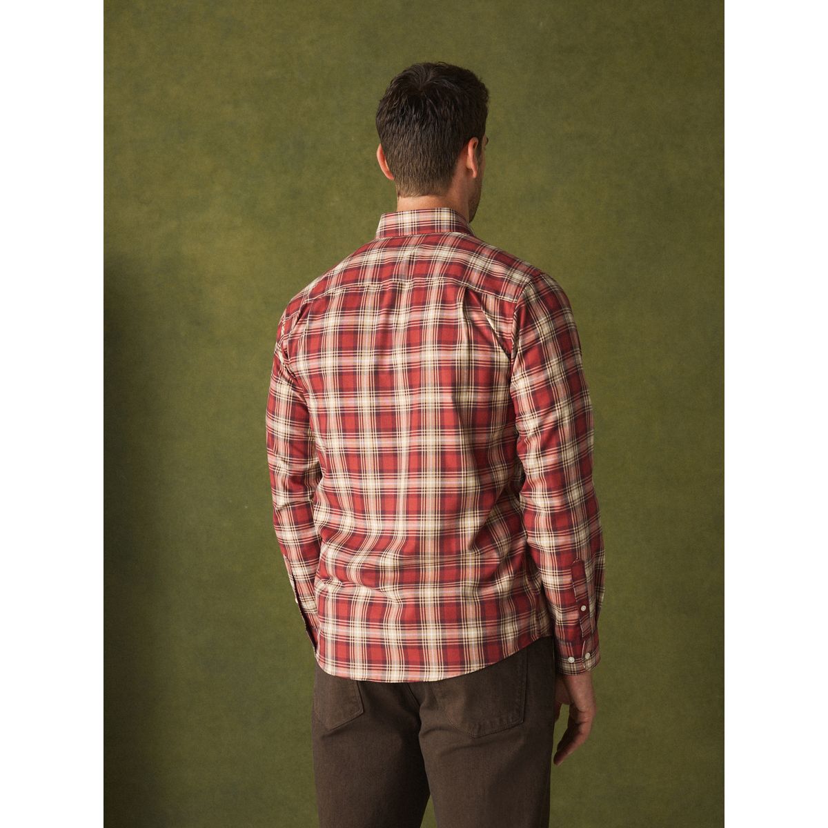 Chemise oxford standard boutonnée rouge à carreaux, NEXT