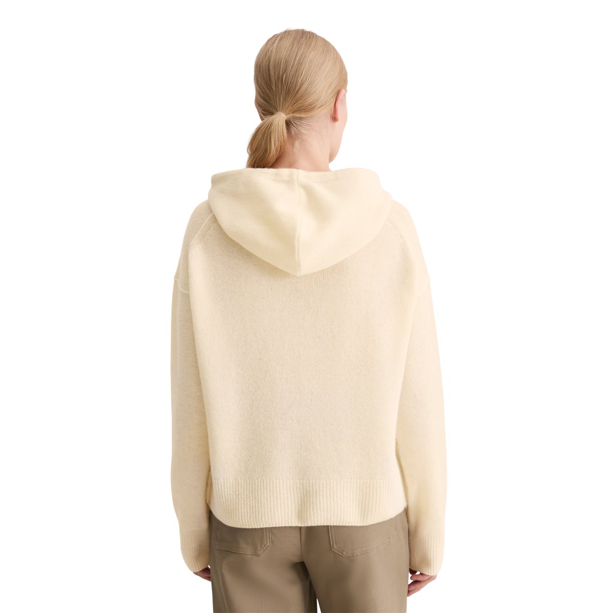 Hoodie en tricot regular en laine d'agneau moelleuse blanc naturel, MARC O'POLO