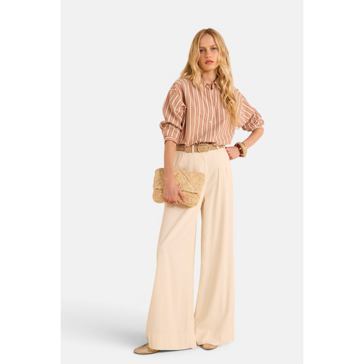 Chemise rayée à manches longues en coton MARILOU creme, Maison 123