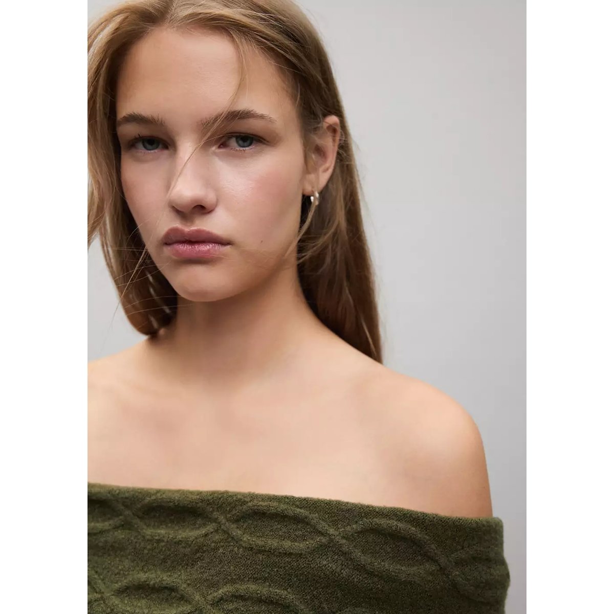 Pull-over épaules découvertes vert, MANGO TEEN