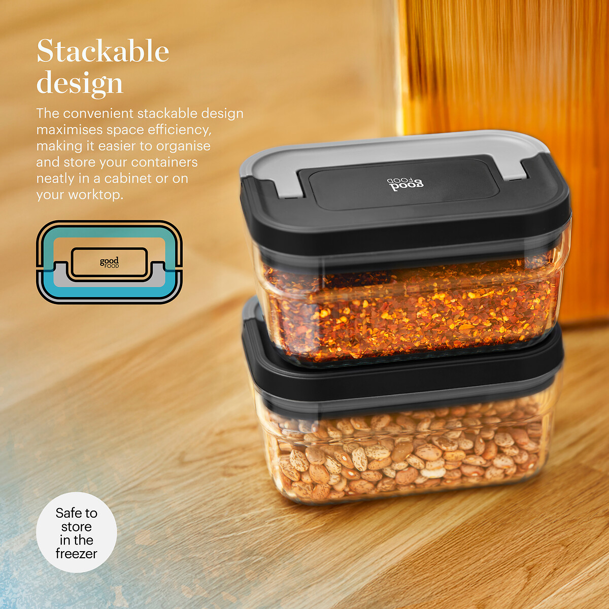 4-Piece Food Storage Set transparent, GOOD FOOD BY TOWER