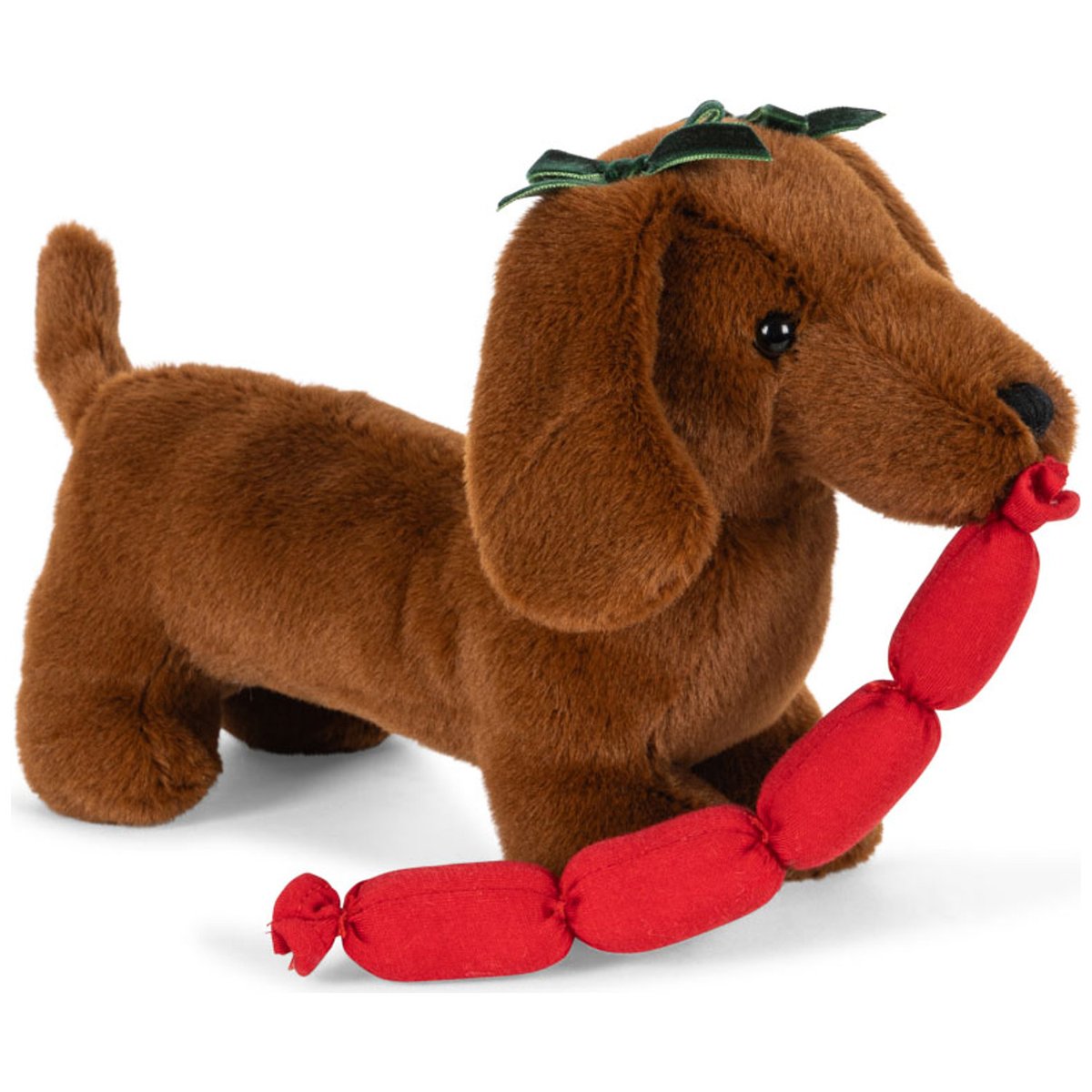 Peluche chien et son panier marron, rouge, écru, KONGES SLOJD