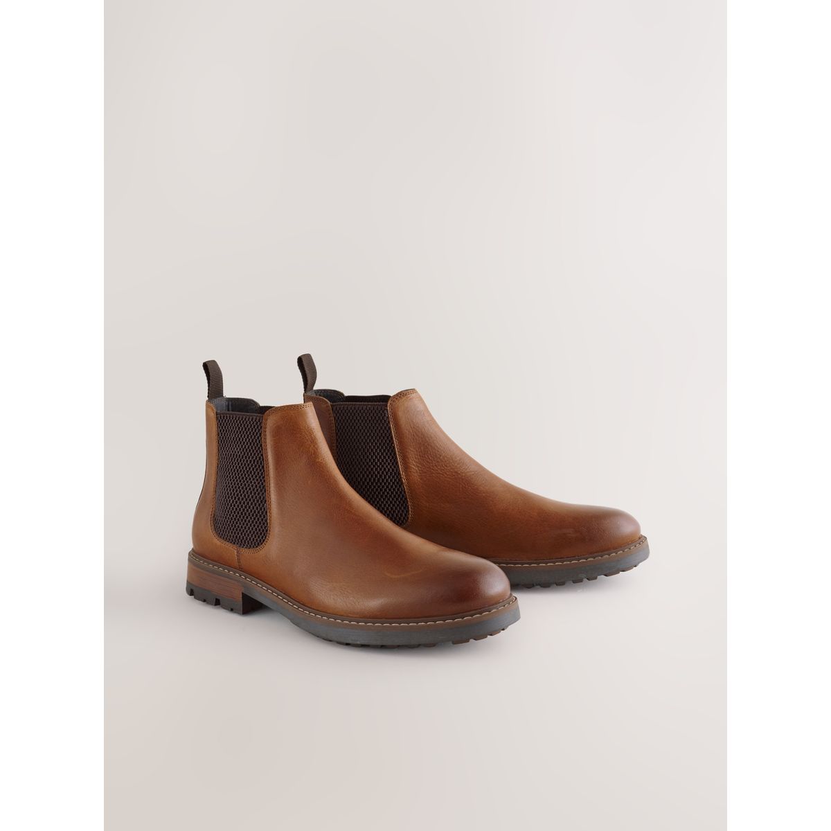 Bottines chelsea en cuir décontractées marron fauve, NEXT