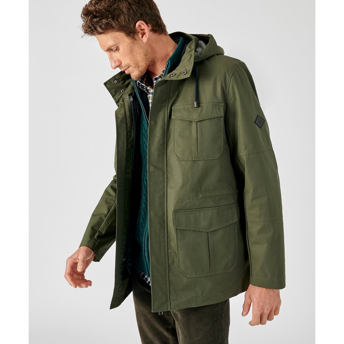 Parka déperlanté avec gilet Thermolactyl vert kaki, DAMART
