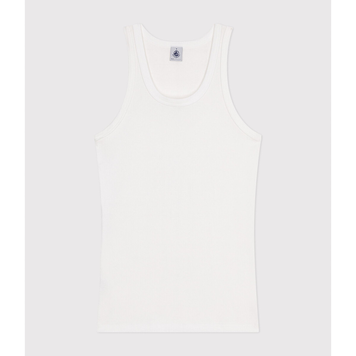 Débardeur col rond sans manches blanc, PETIT BATEAU
