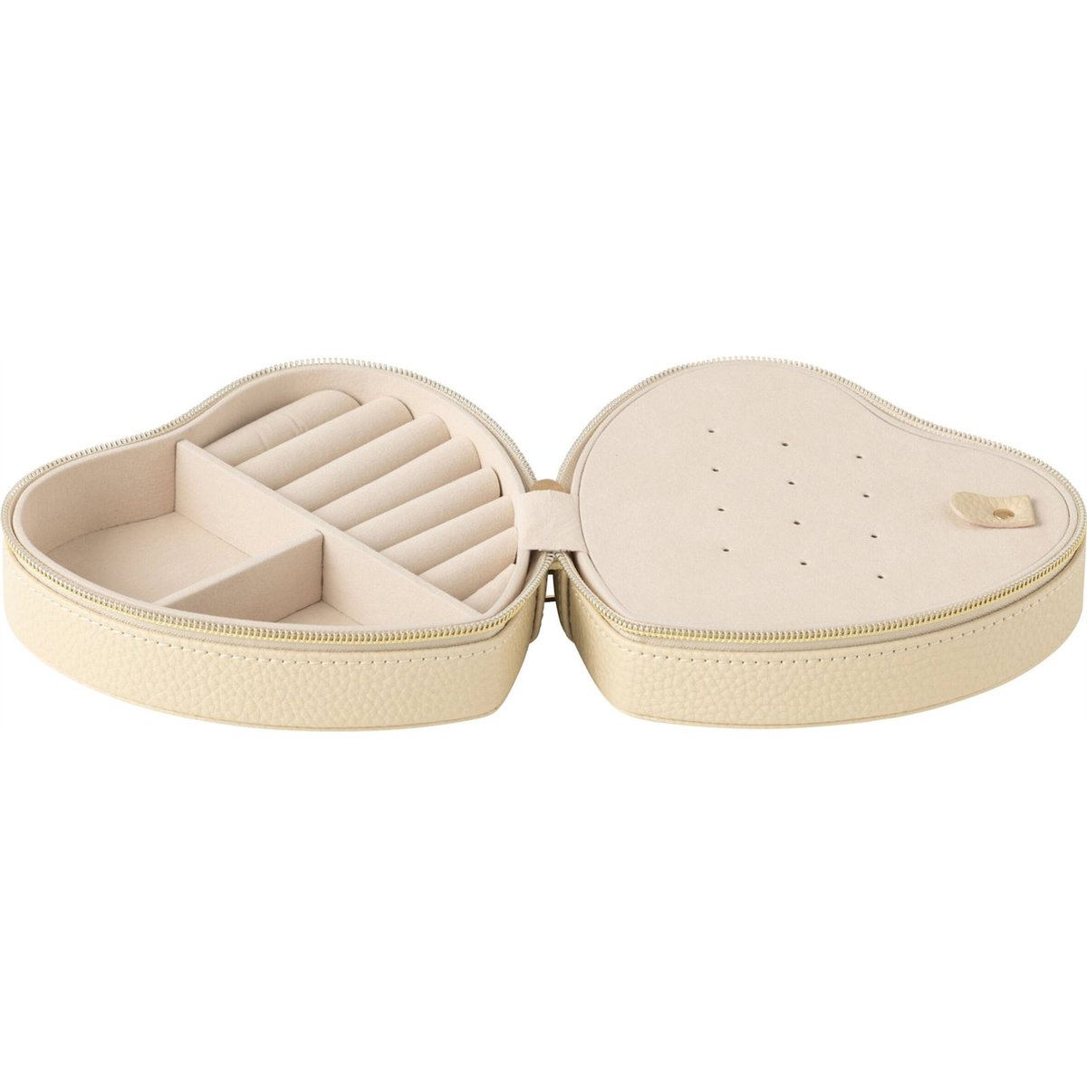 Boîte à bijoux cœur zippée beige, RECOLLECTION