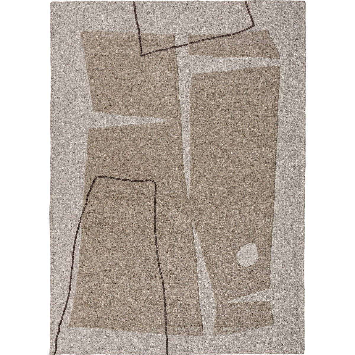 Tapis rectangulaire en laine blanc cassé élégant, RECOLLECTION