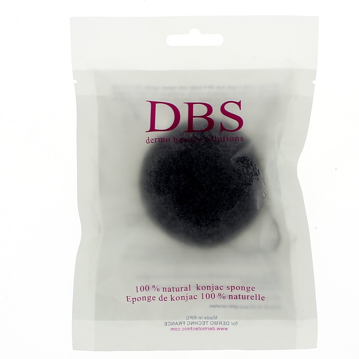 Eponge de Konjac  éponge visage ronde au charbon couleur unique, DERMOTECHNIC